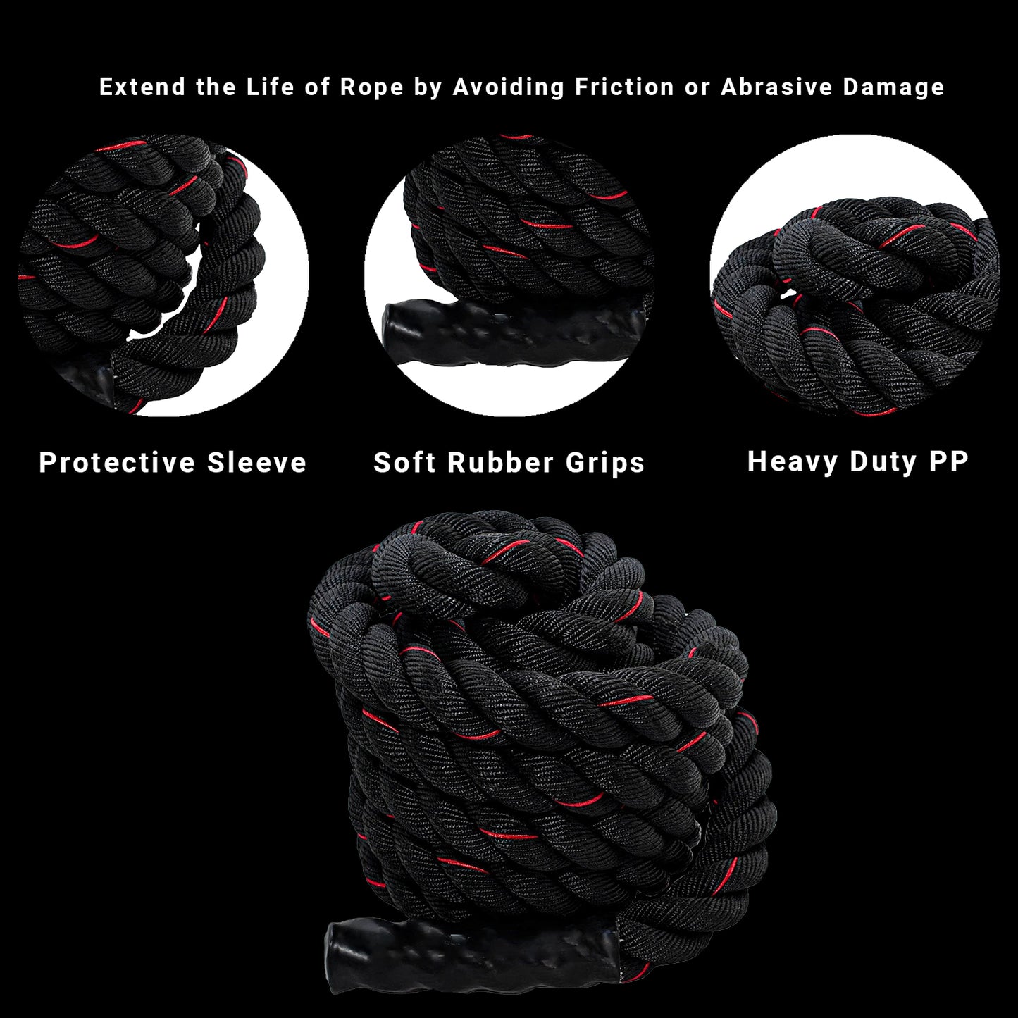 Battle Rope for Gym, Home, Heavy Battle Rope, 40 Ft , 1.5 Inches Diameter
