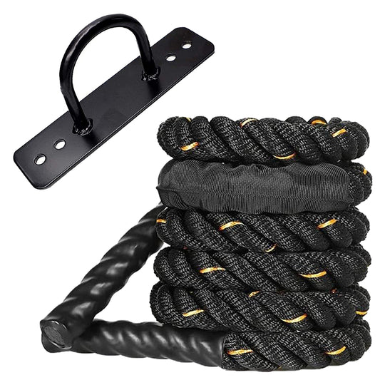 Fit Fusion® PolyPropelene Battle Rope and Wall Mount for Gym, Battle Rope for Home, Heavy Battle Rope, 1.5 Inches Diameter