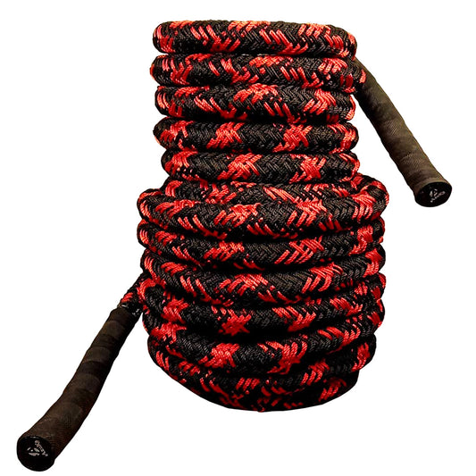 Polydacron Battle Rope for Gym and Home (Black-Red)