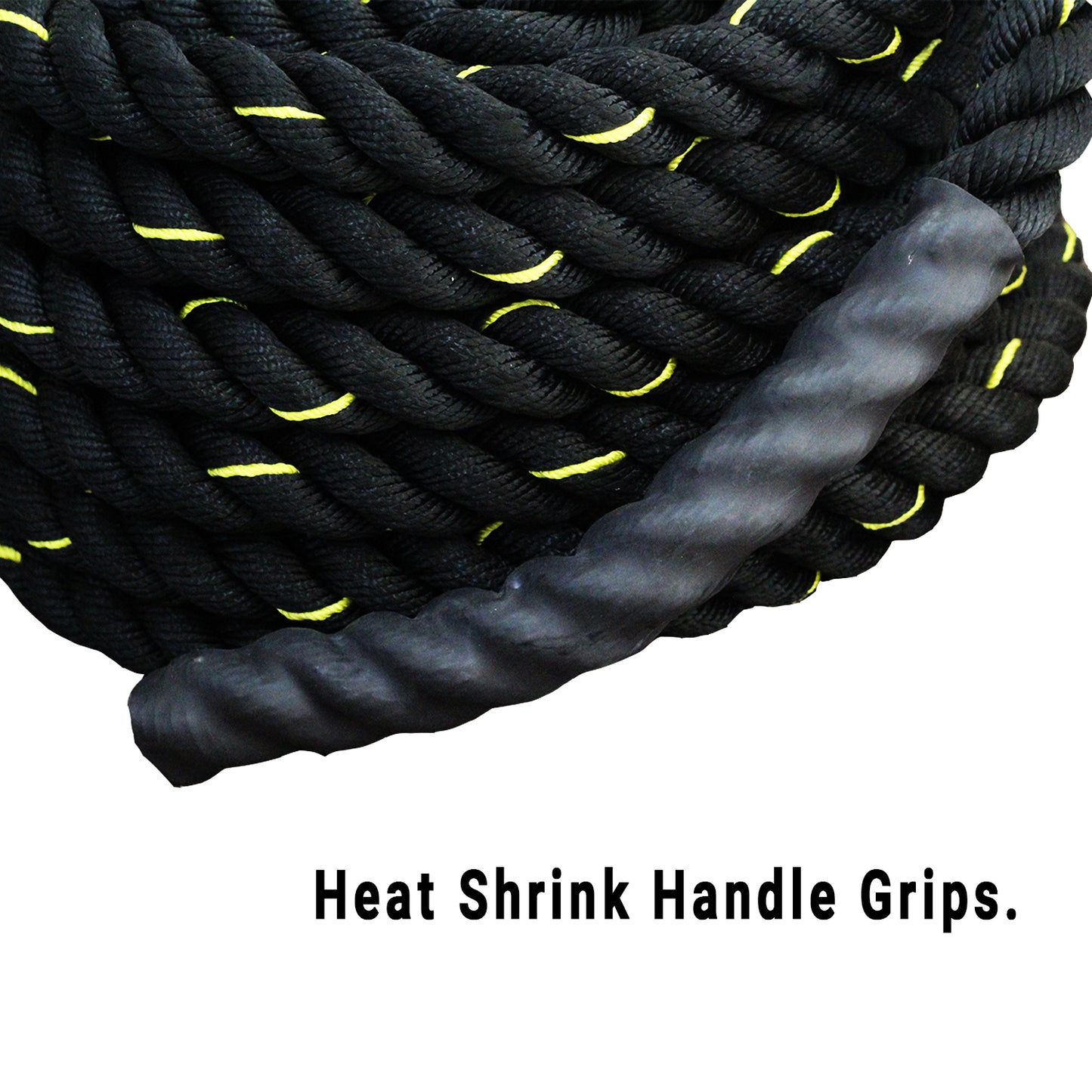 Fit Fusion Polyester Flexible Black Yellow Diameter 1.5-Inch Heavy Battle Rope for Gym and Home Workouts